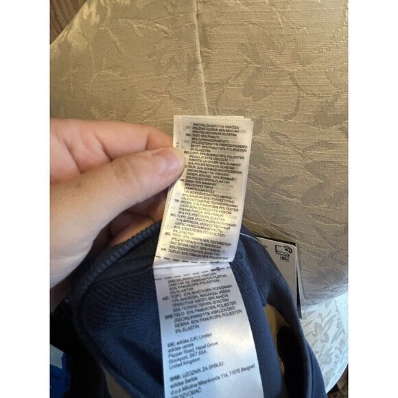 Adidas Sweatshirt womens Essentials Crewneck Logo Colorblock Blue & Tan NWT XS - Picture 11 of 11